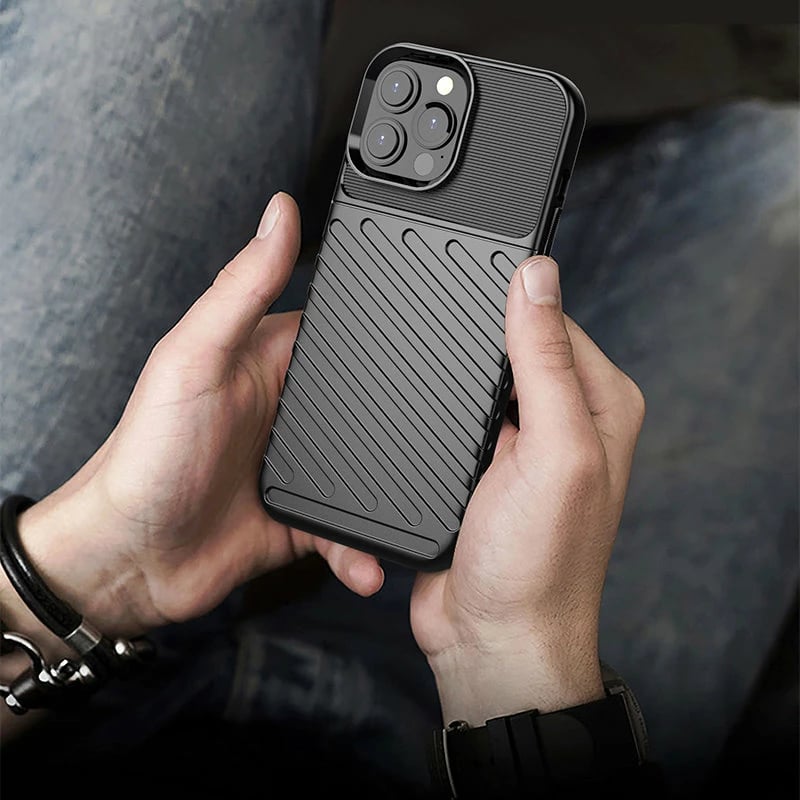 Mbështjellës Hurtel Thunder Case për iPhone 13 Pro Max, TPU, i zi