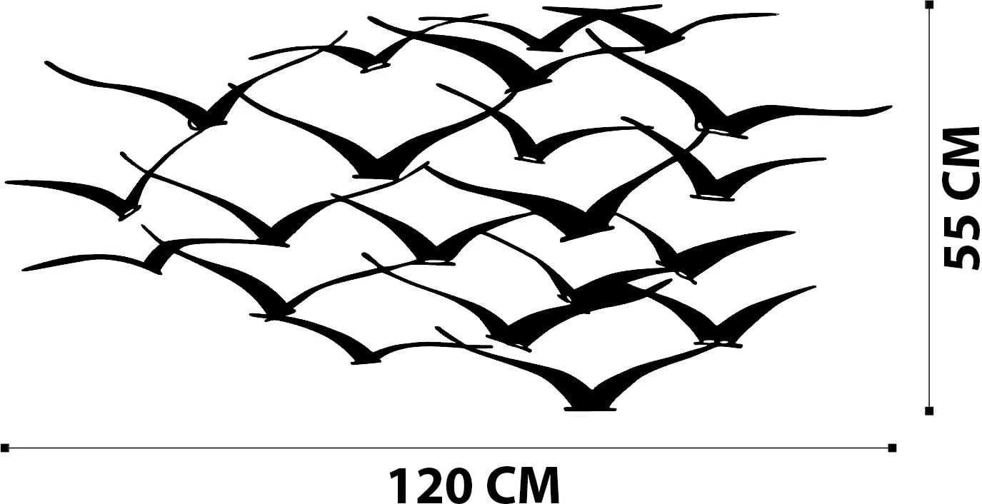 Aksesor dekorativ metalik për mur, tufë zogjsh, Wallity, ngjyrë e zezë