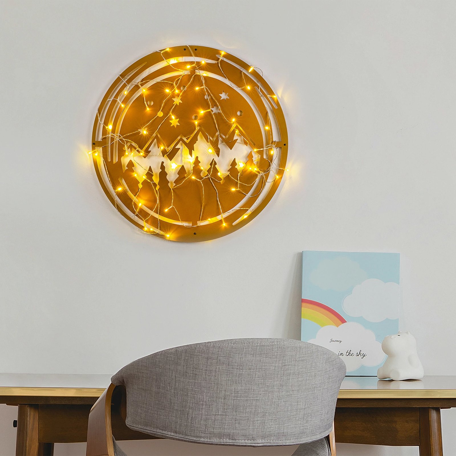 Aksesor dekorativ metalik për mur, Wallity, ngjyrë ari, XMASGOLD - 019