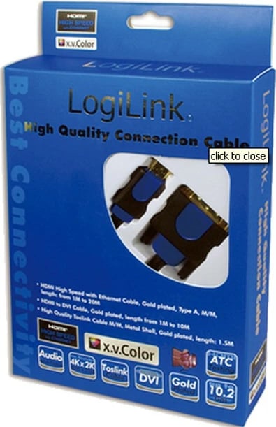 Kabllo HDMI në DVI-D LogiLink CHB3105, 5m, gold, zi/blu