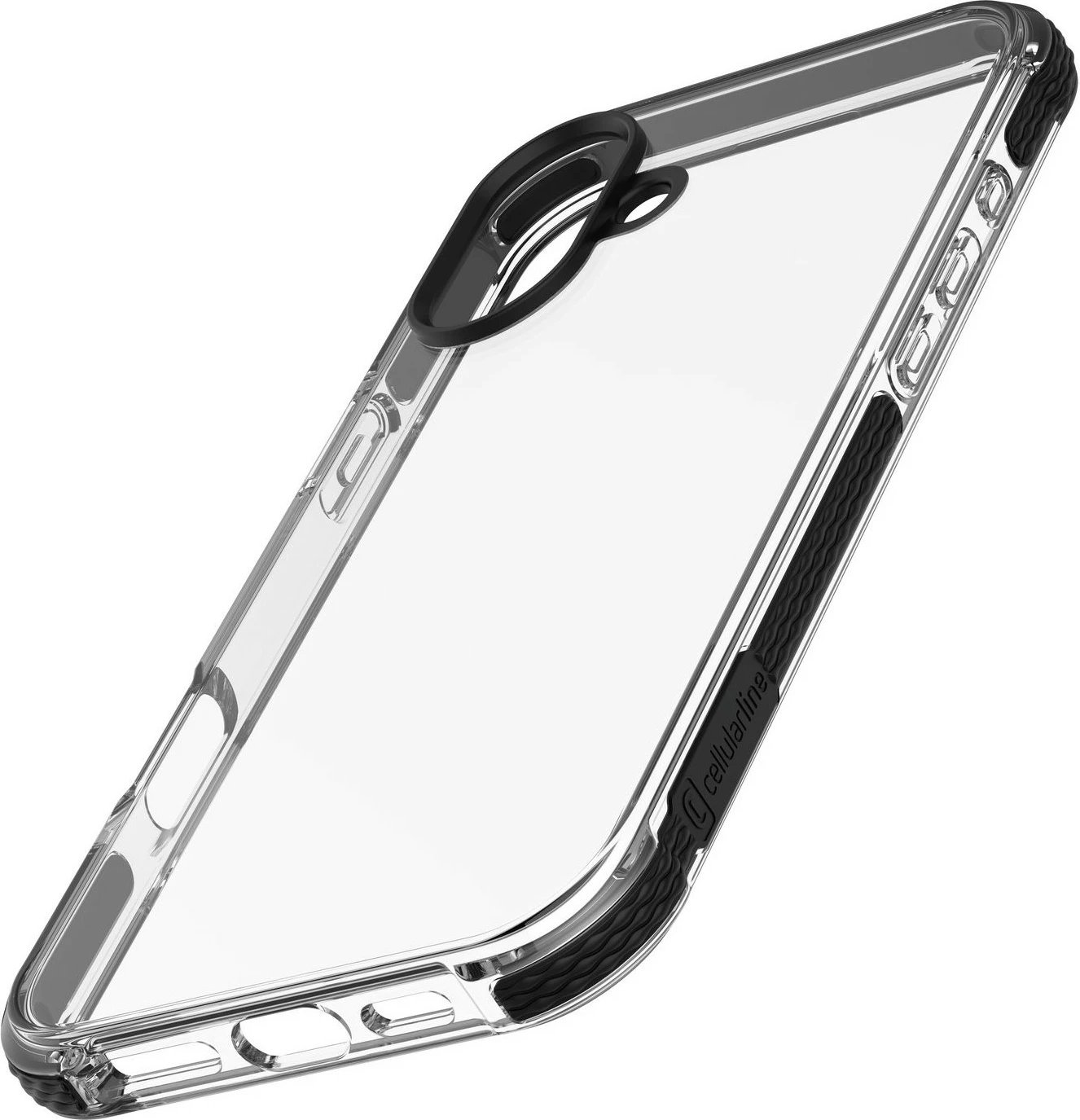 Mbështjellës Cellular Line Strong Guard për iPhone 16 Plus, transparent, i zi