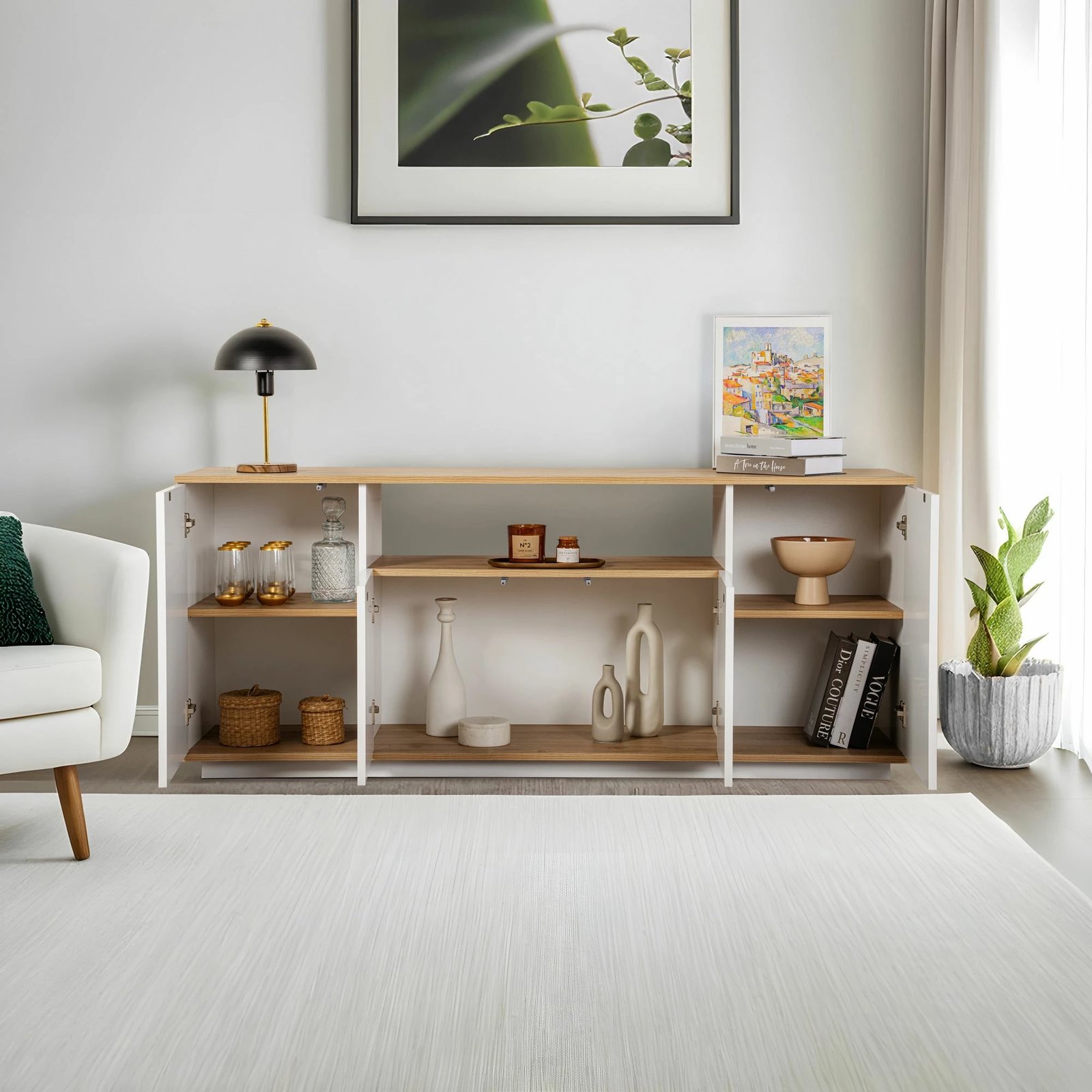 Konsol Skye Decor, Arista, e bardhë, lisi Cadiz