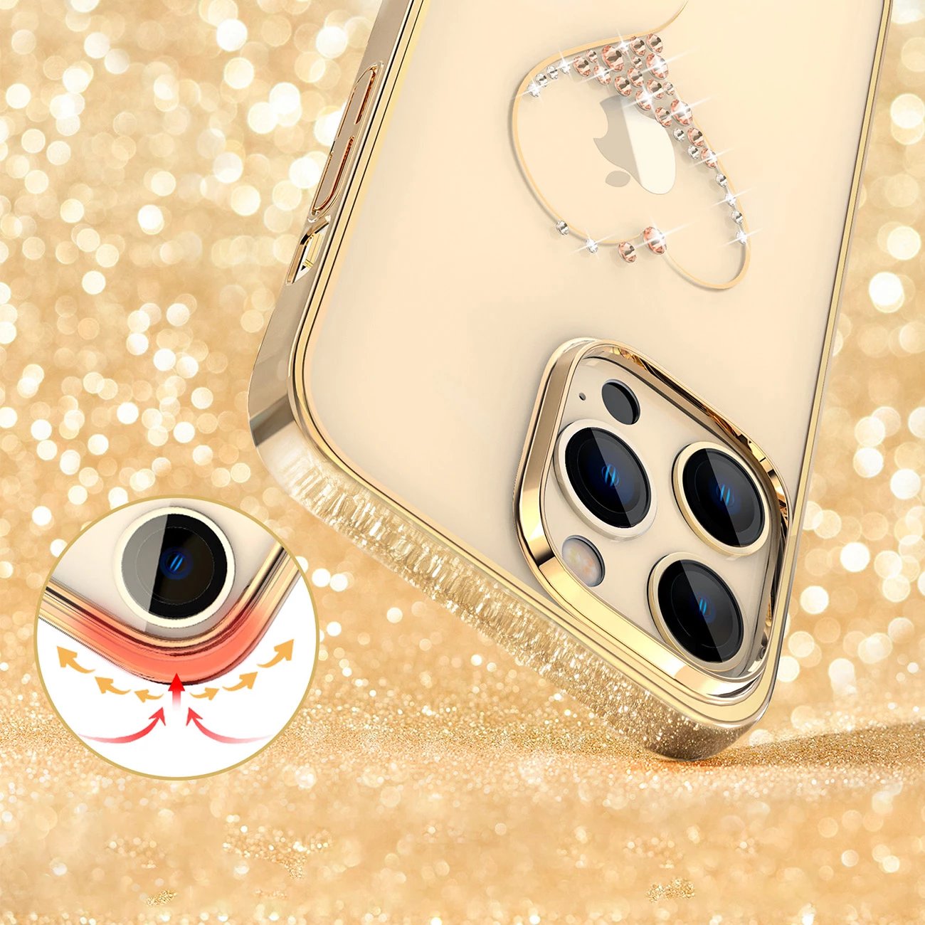 Mbështjellës Kingxbar Wish Series për iPhone 14 Plus, me kristale Swarovski, Ari