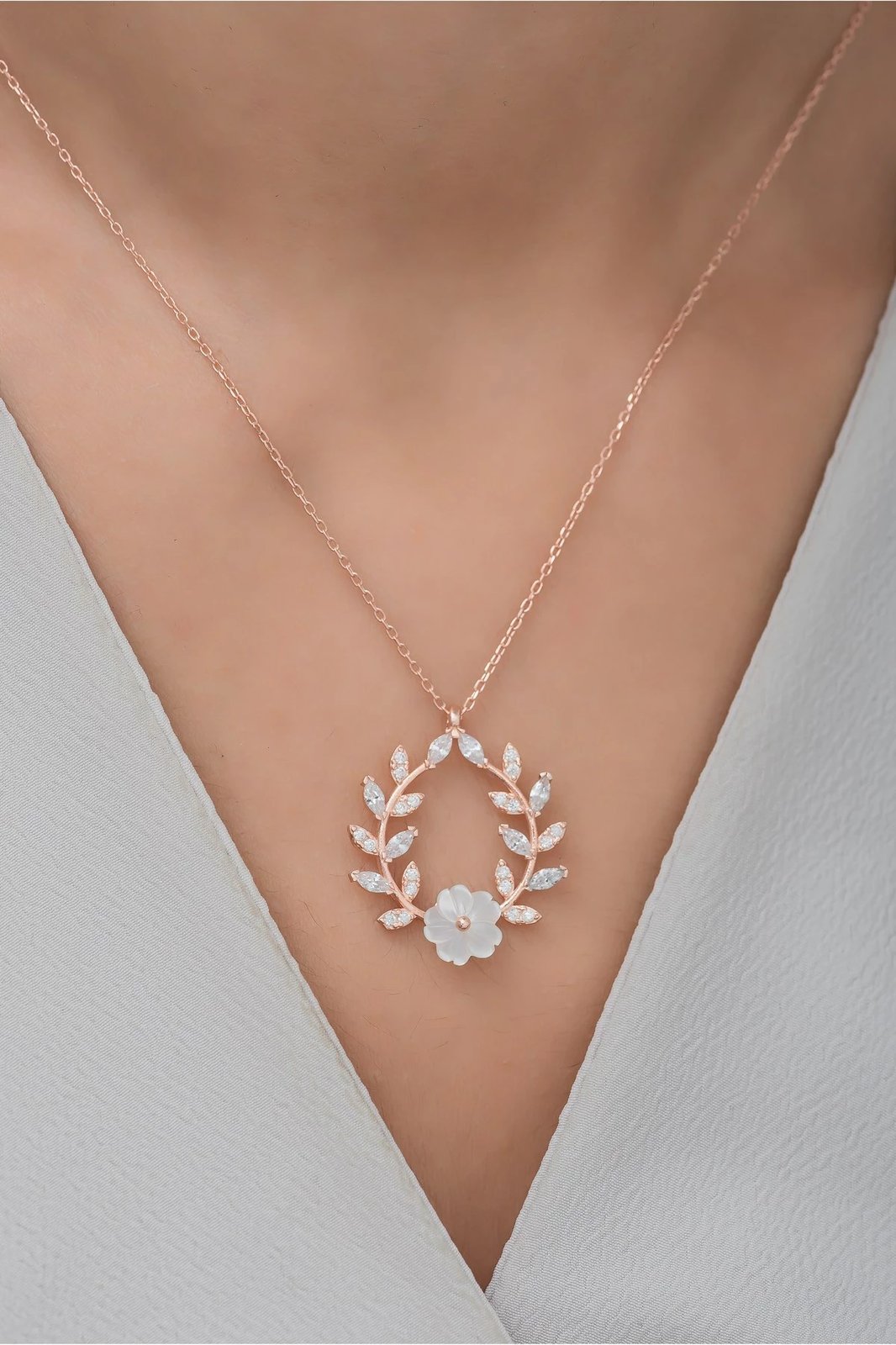 Qafore argjendi Jumeon, ngjyrë rozë e bardhë, NRZ99486 Qafore argjendi Jumeon, ngjyrë rozë e bardhë, NRZ99486