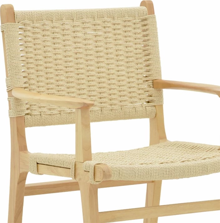 Karrige me krahë Olivier, dru fagu natyral, litar natyral, 62x60x85cm, set prej 2 copë