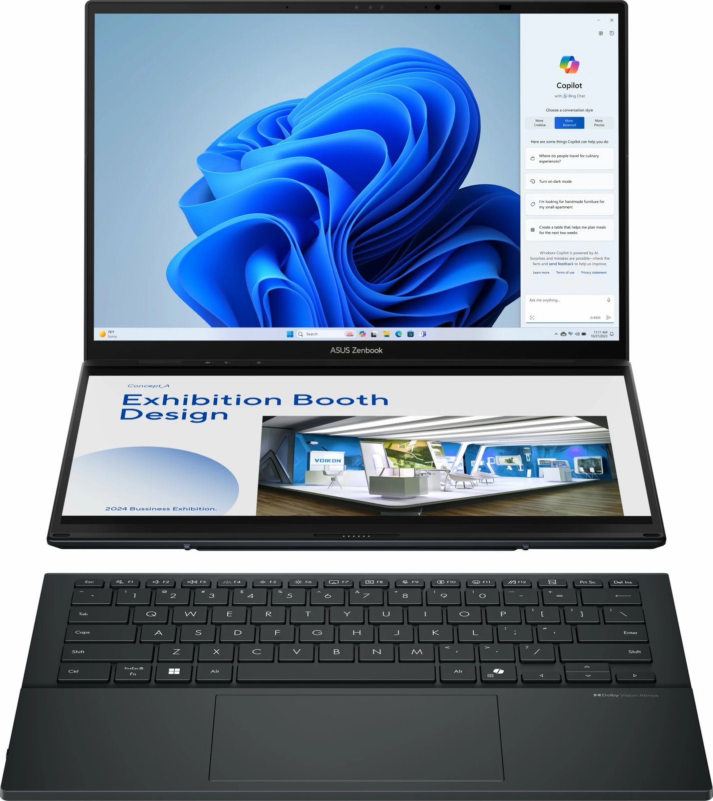 Kompjuter ASUS Zenbook Duo UX8406CA-PZ195X, Core Ultra 9 285H, 32GB/2TB, 14" OLED Touch, Win11 Pro