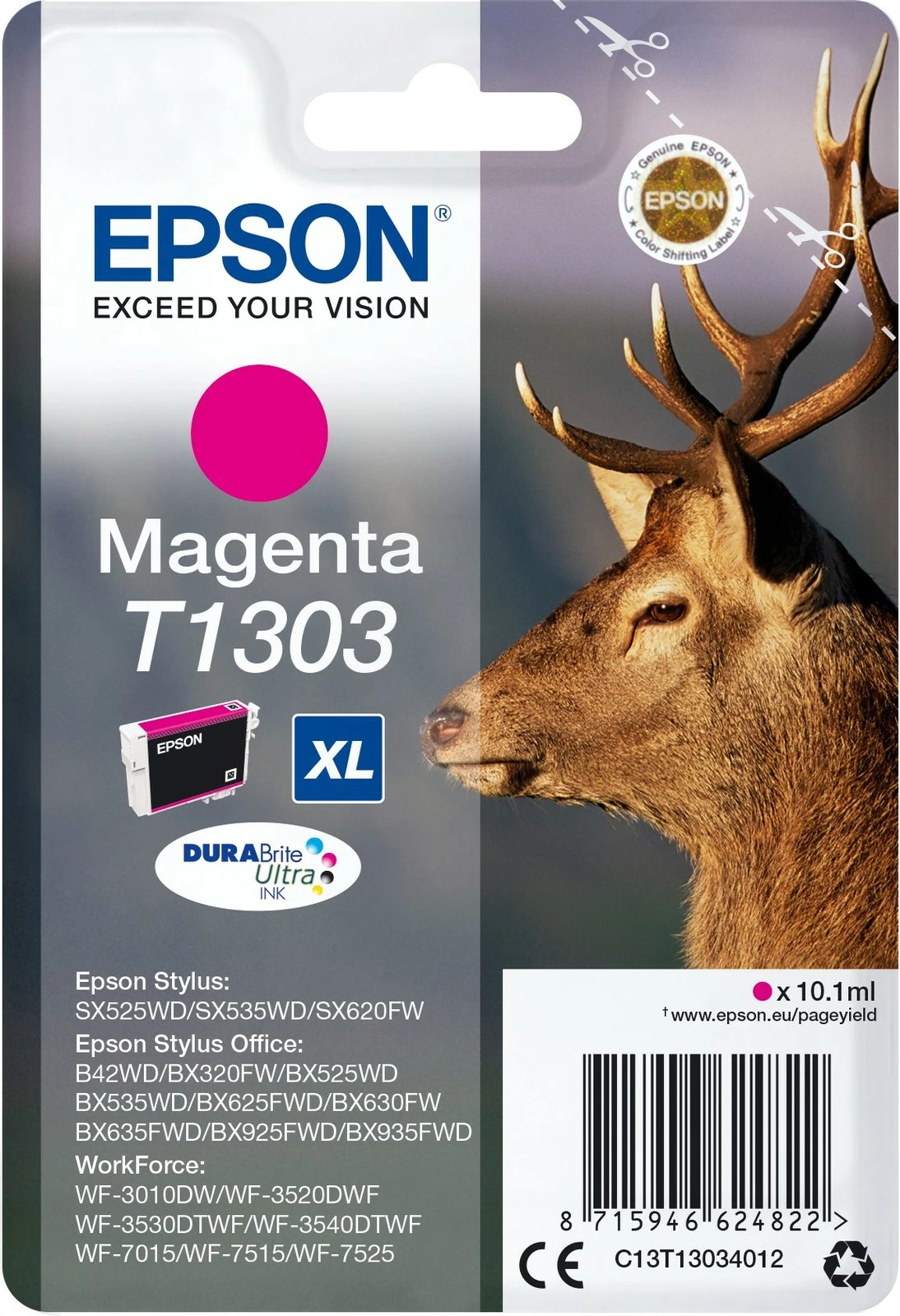 Toner Epson Stag Singlepack Magenta T1303 DURABrite Ultra Ink, High (XL) Yield, Magenta