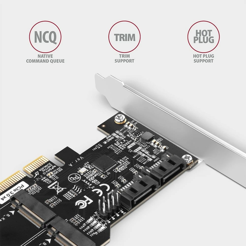 Kartë zgjerimi AXAGON PCES-SA4M2, 2x SATA 6G + 2x M.2 B-key SATA, PCIe, e zezë