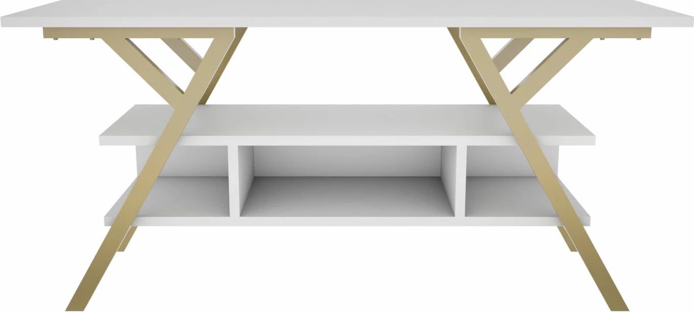 Komodë TV Skye Decor, Minerva, ngjyrë ari dhe e bardhë