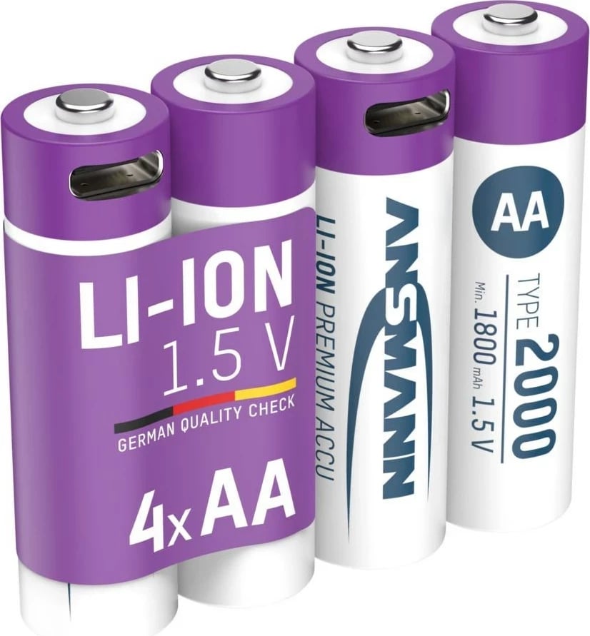 Bateri të rikarikueshme AA Ansmann 1312-0036, Li-Ion 1.5V, set 4 copë, Blu