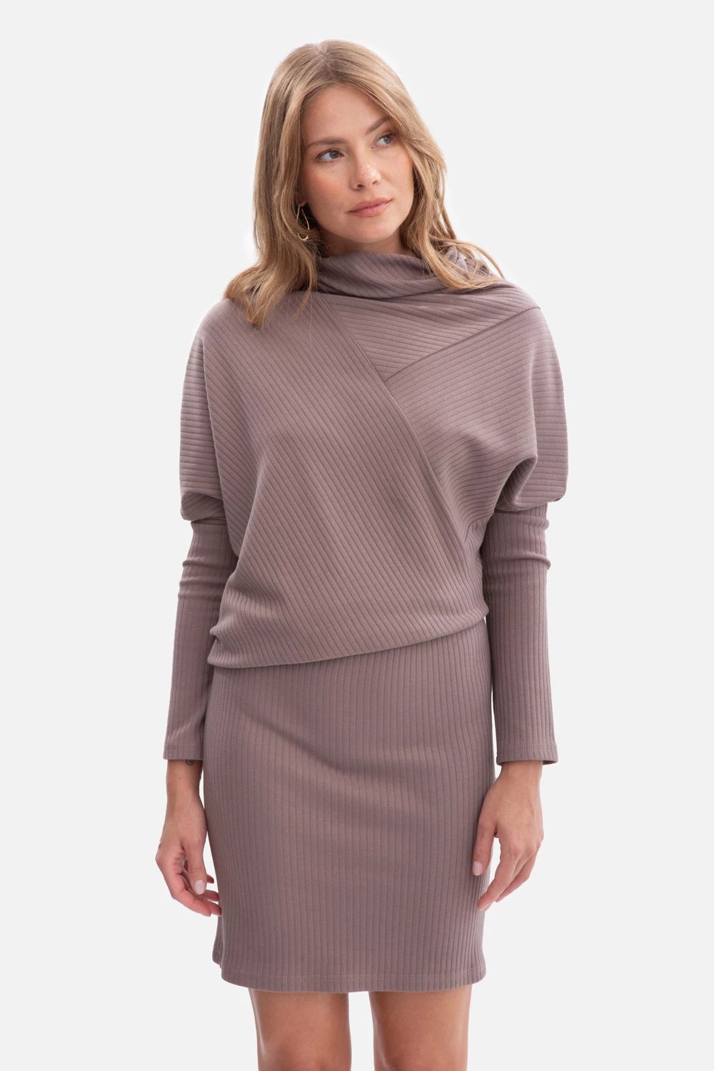 Fustan ditor BeWear 218624, kafe