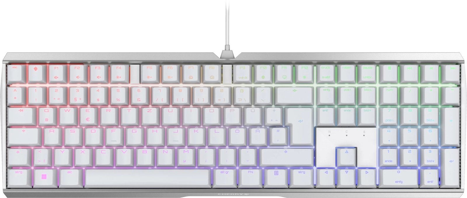 Tastierë Cherry MX 3.0S RGB, DE layout, MX Black, e bardhë