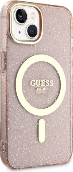 Mbështjellës Guess GUHMP14MHCMCGP për iPhone 14 Plus 6.7", Glitter Gold MagSafe, Rozë Mbështjellës Guess GUHMP14MHCMCGP për iPhone 14 Plus 6.7", Glitter Gold MagSafe, Rozë