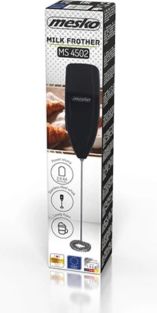 Rrahës qumështi, Adler, MS 4502, çelik inox tel rrahës, me bateri 2xAA, zi