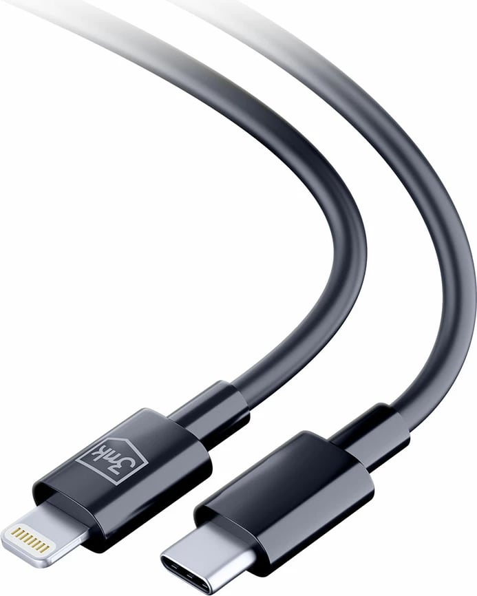 Kabllo USB-C në Lightning 3mk Hyper Cable, 1.2m, 20W, e zezë