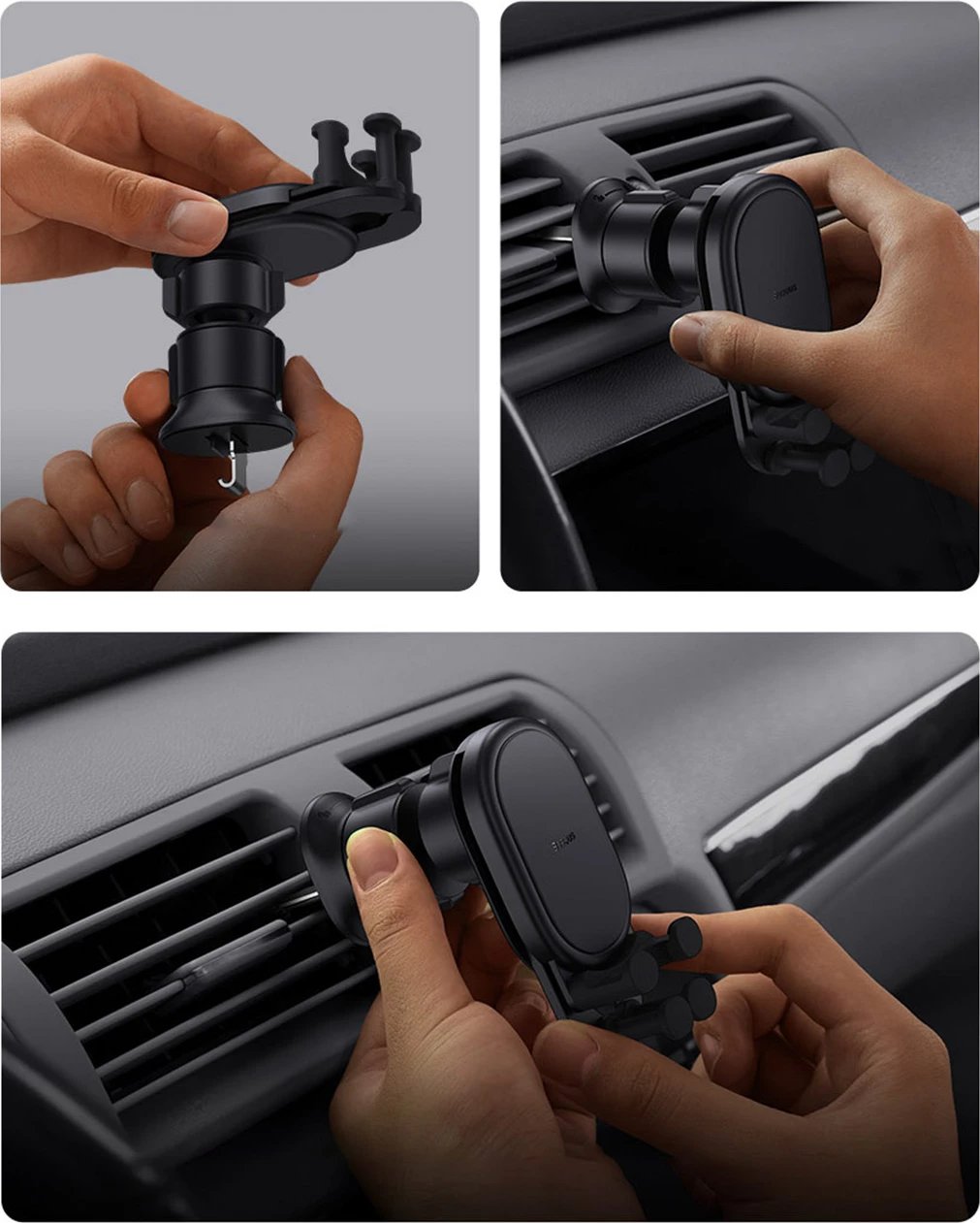 Mbështjellës Baseus Stable Series me karikues wireless 15W për veturë, i zi