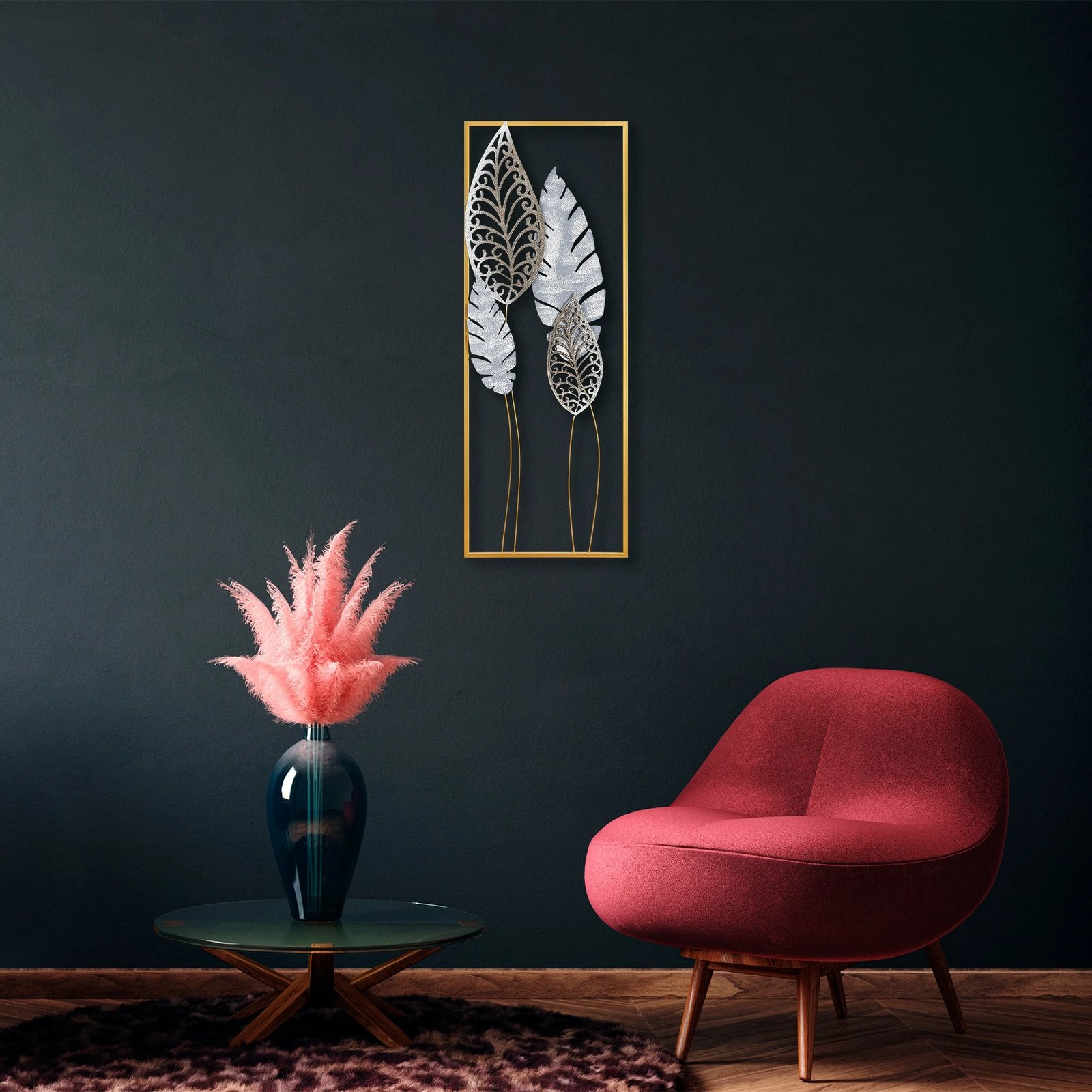 Aksesor dekorativ metalik për mur, Wallity, Nezgep, shumëngjyrësh, 32x90x5cm