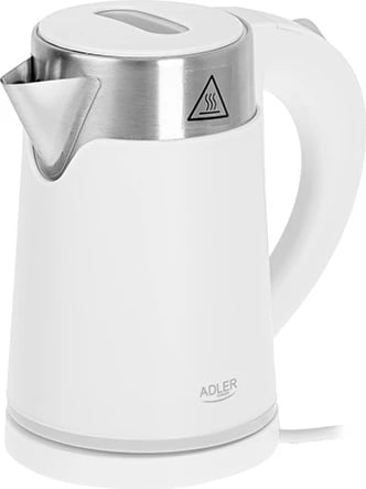Çajnik elektrik, Adler, AD 1372, 0.6 L, 800 W, çelik inoksi, i bardhë