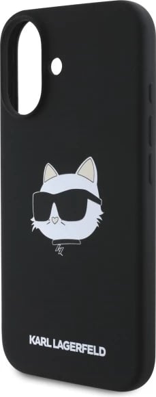 Mbështjellës Karl Lagerfeld Silicone Choupette Head MagSafe për iPhone 16, i zi