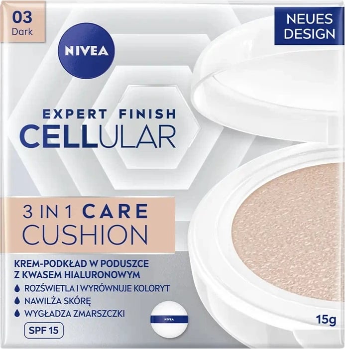 Fondatinë Nivea Cellular Expert Finish 3in1 Care Cushion 03 Dark SPF15 15ml