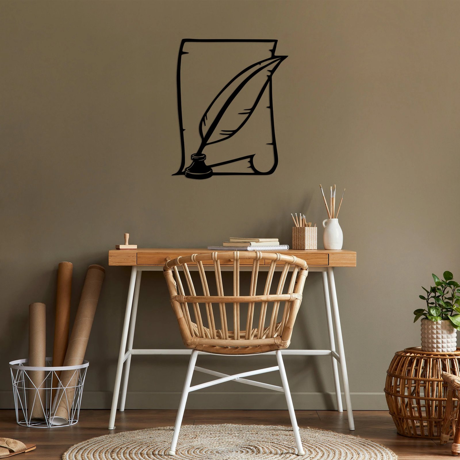 Aksesor dekorativ metalik për mur, Wallity, Letër - 452