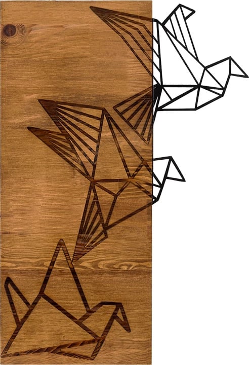 Dekor muri Perdon, dru pishe natyral, metal i zi, 36x3x60cm