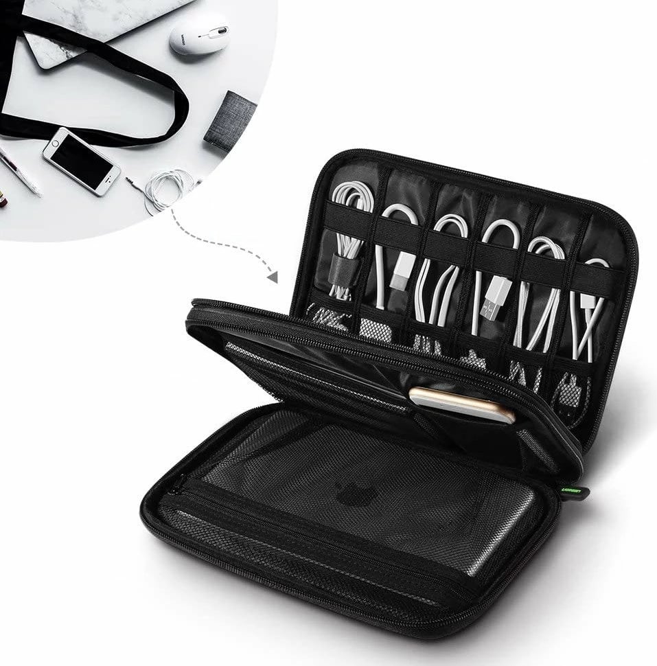 Kasë Ugreen për hard disqe, SSD, kabllo telefoni dhe aksesorë, 24.5 x 17.5 x 5 cm, Gri