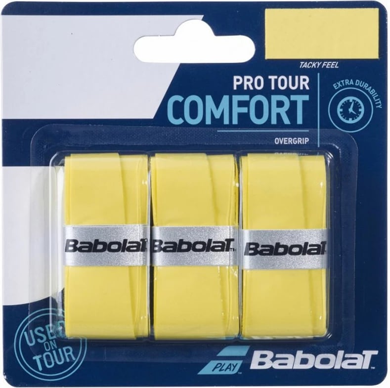Mbrojtëse për raketa tenisi Babolat Pro Tour Comfort, 3 copë, të verdha