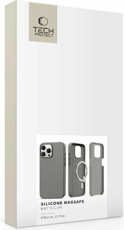 Mbështjellës Tech-Protect Silicone MagSafe për iPhone 16 Pro, Gri