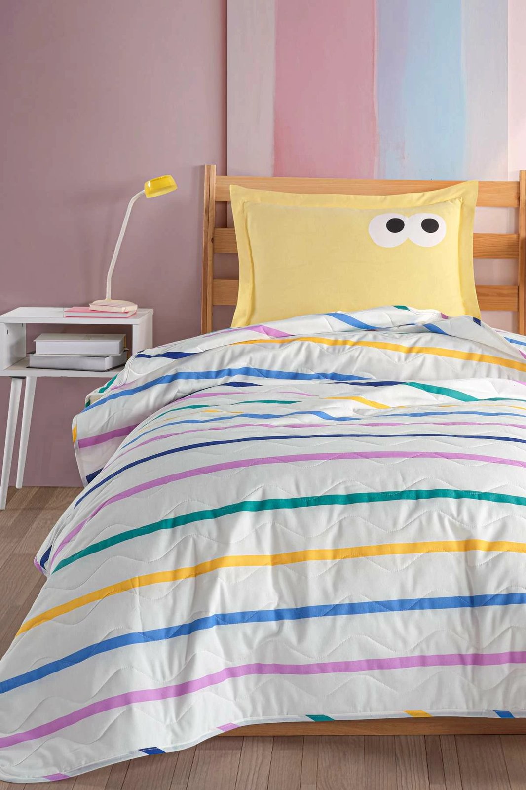 Set mbulesë krevati teke Funny, ngjyrë e verdhë