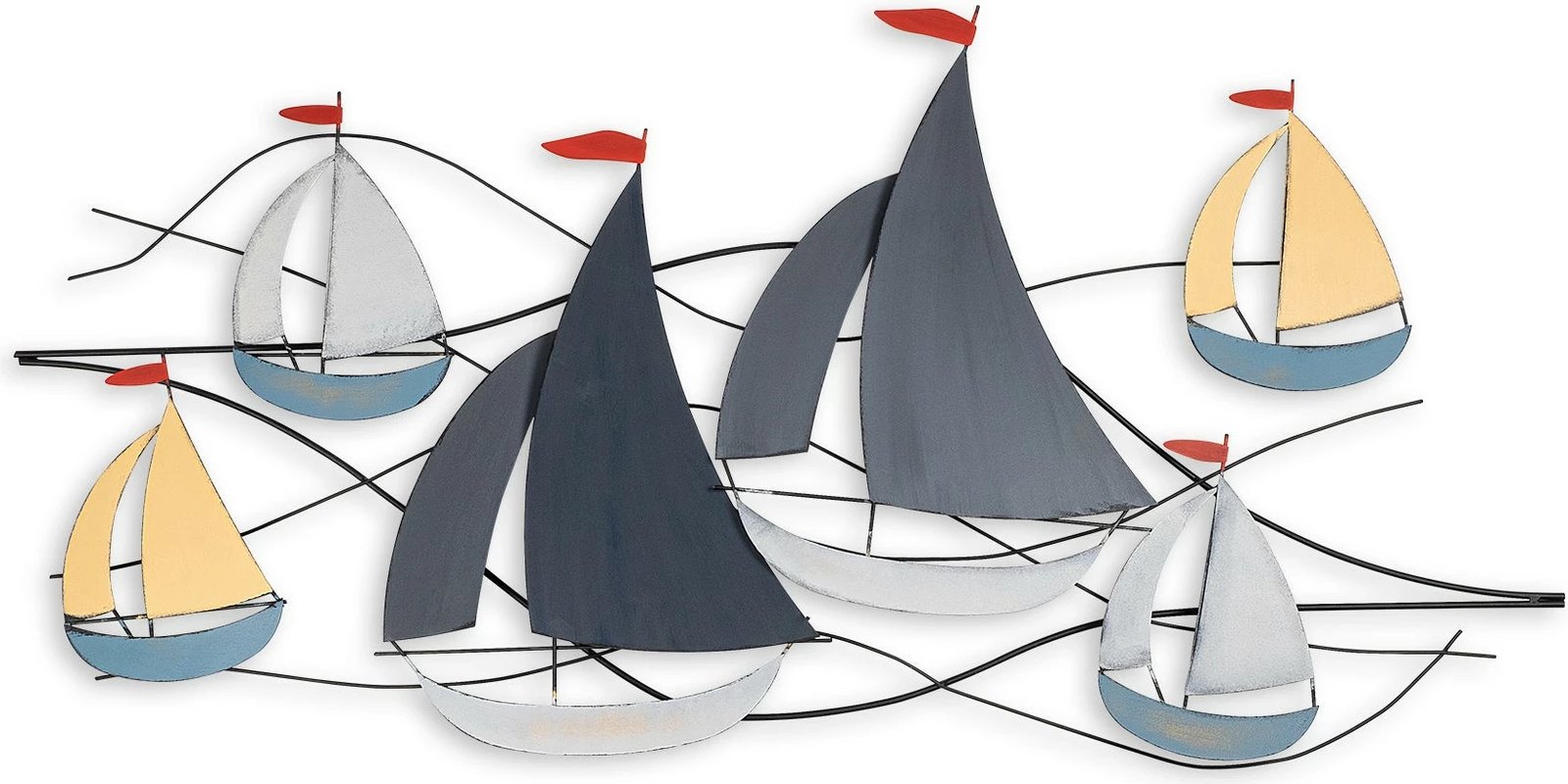 Aksesor dekorativ metalik për mur Wallity, Hizir, shumëngjyrësh, 123x60cm