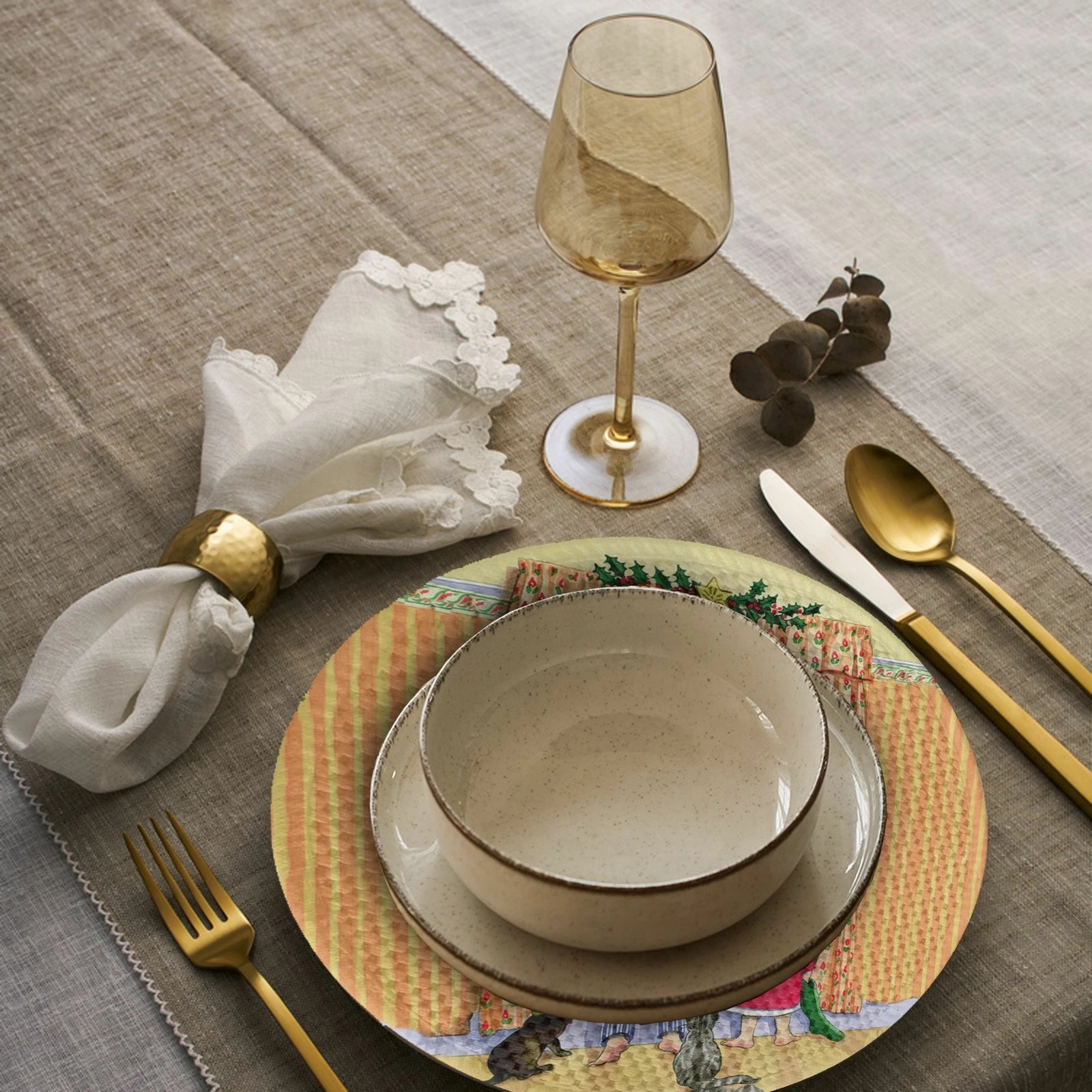 Set 4 copë mbulesa tavoline Hermia Concept, shumëngjyrëshe, 37cm