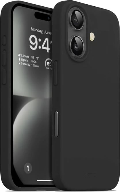 Mbështjellës CRONG Color Cover për iPhone 16, 6.1", silikon, e zezë