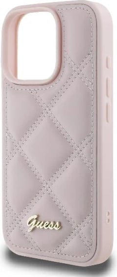Mbështjellës Guess Quilted Metal Logo për iPhone 16 Pro Max, Rozë Mbështjellës Guess Quilted Metal Logo për iPhone 16 Pro Max, Rozë