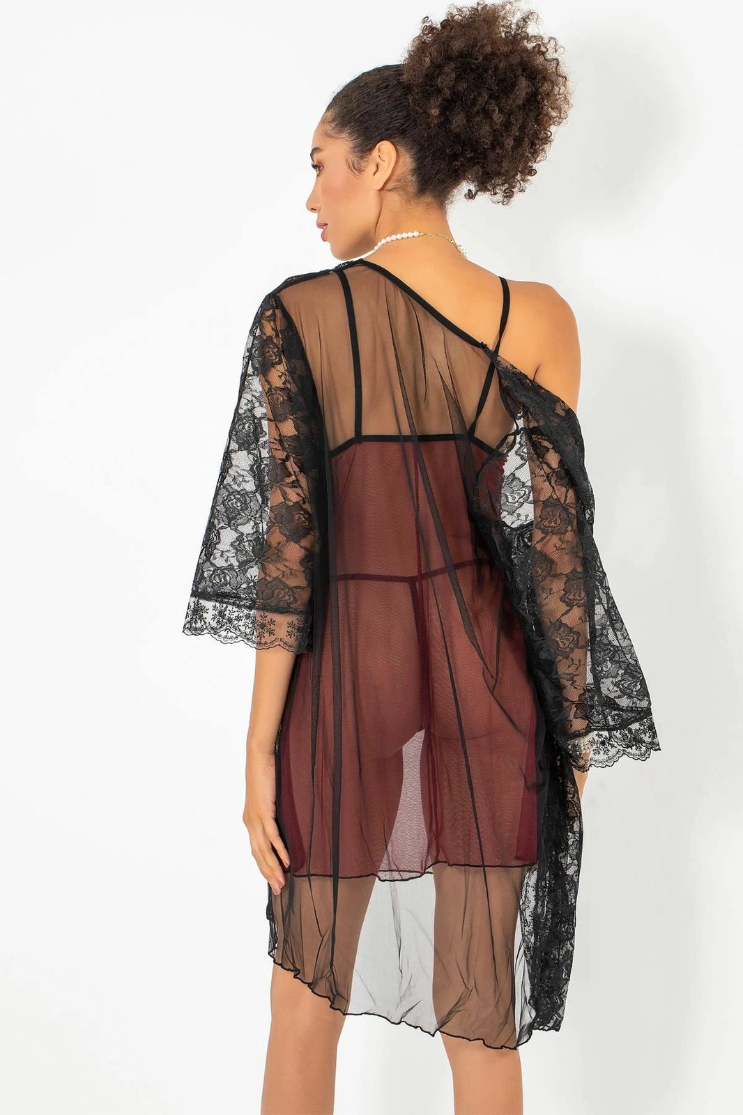 Set fustan nate me mëngjes, ngjyrë e kuqe Claret, Jumeon, 011-008004