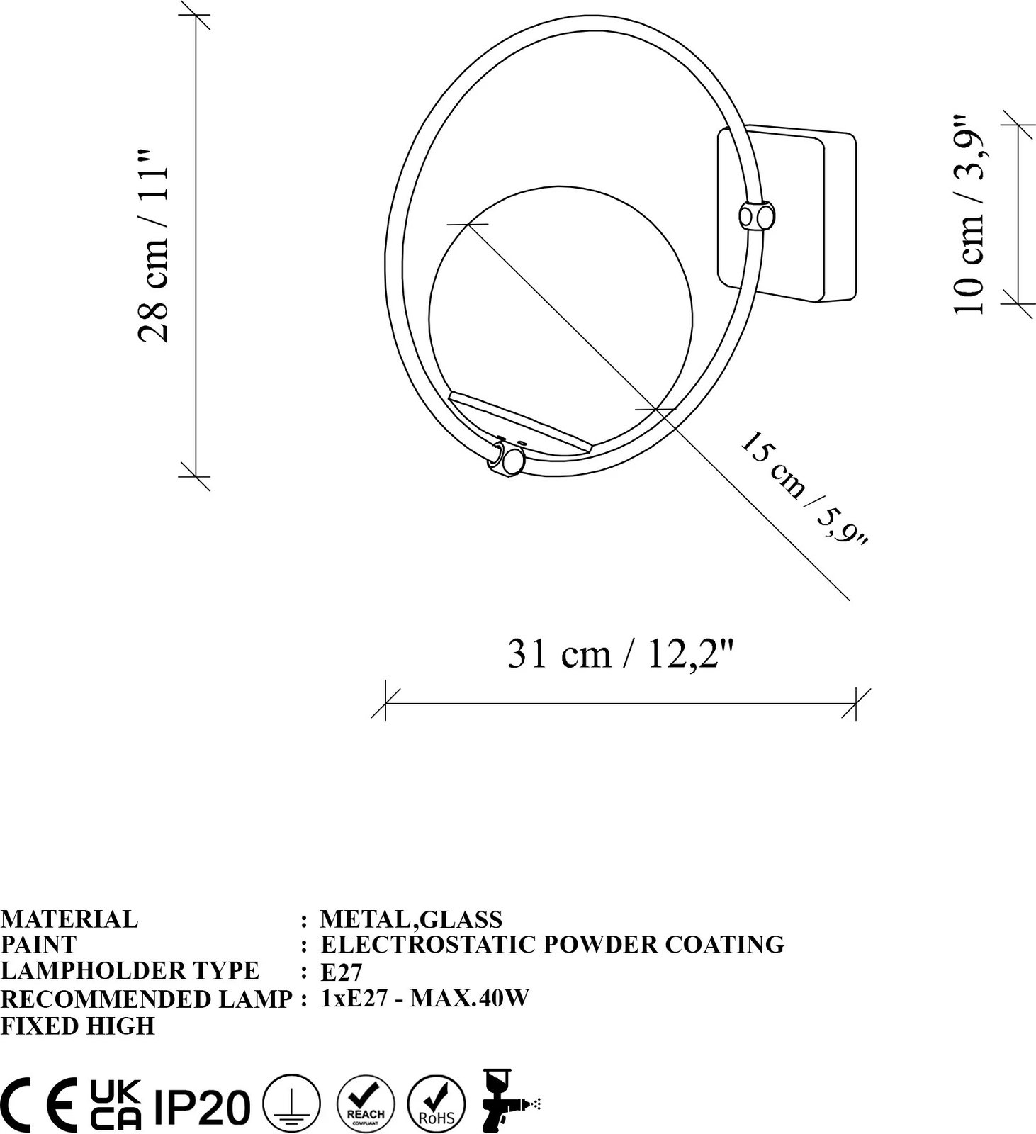 Llambë muri Opviq, Dolunay - 3912, ngjyrë ari