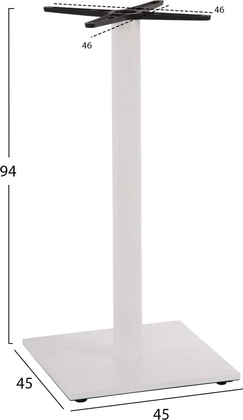 Baza për tavolinë bar, lartësi mesatare, metal mat i bardhë, FH474.02, 45x45x94H cm
