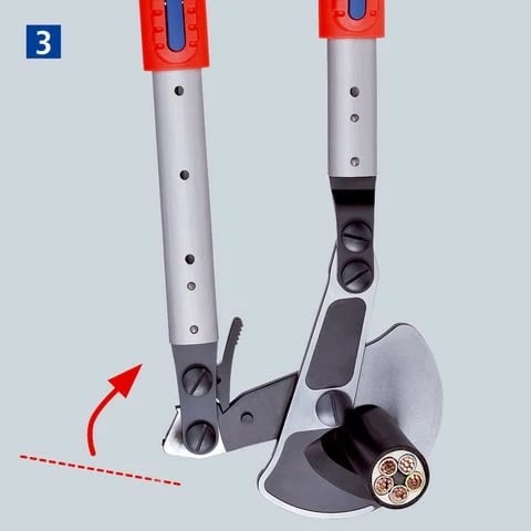Prerëse kabllosh Knipex 95 32 038, 570mm, ratchet, kuqe/blu