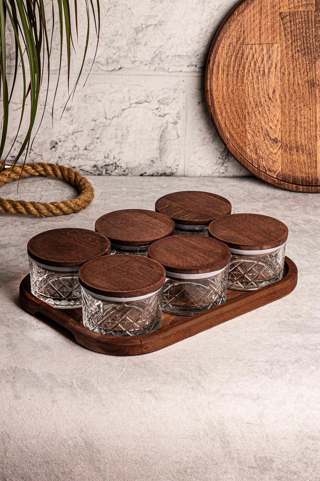 Set pjatash qelqi me kapak druri, 13 copë, Hermia Concept, Milla 6