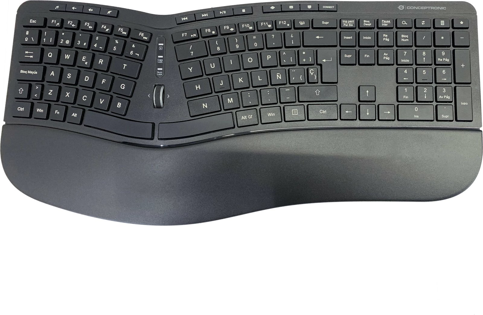 Set tastierë wireless Conceptronic, model ergo, layout spanjoll, me maus, e zezë
