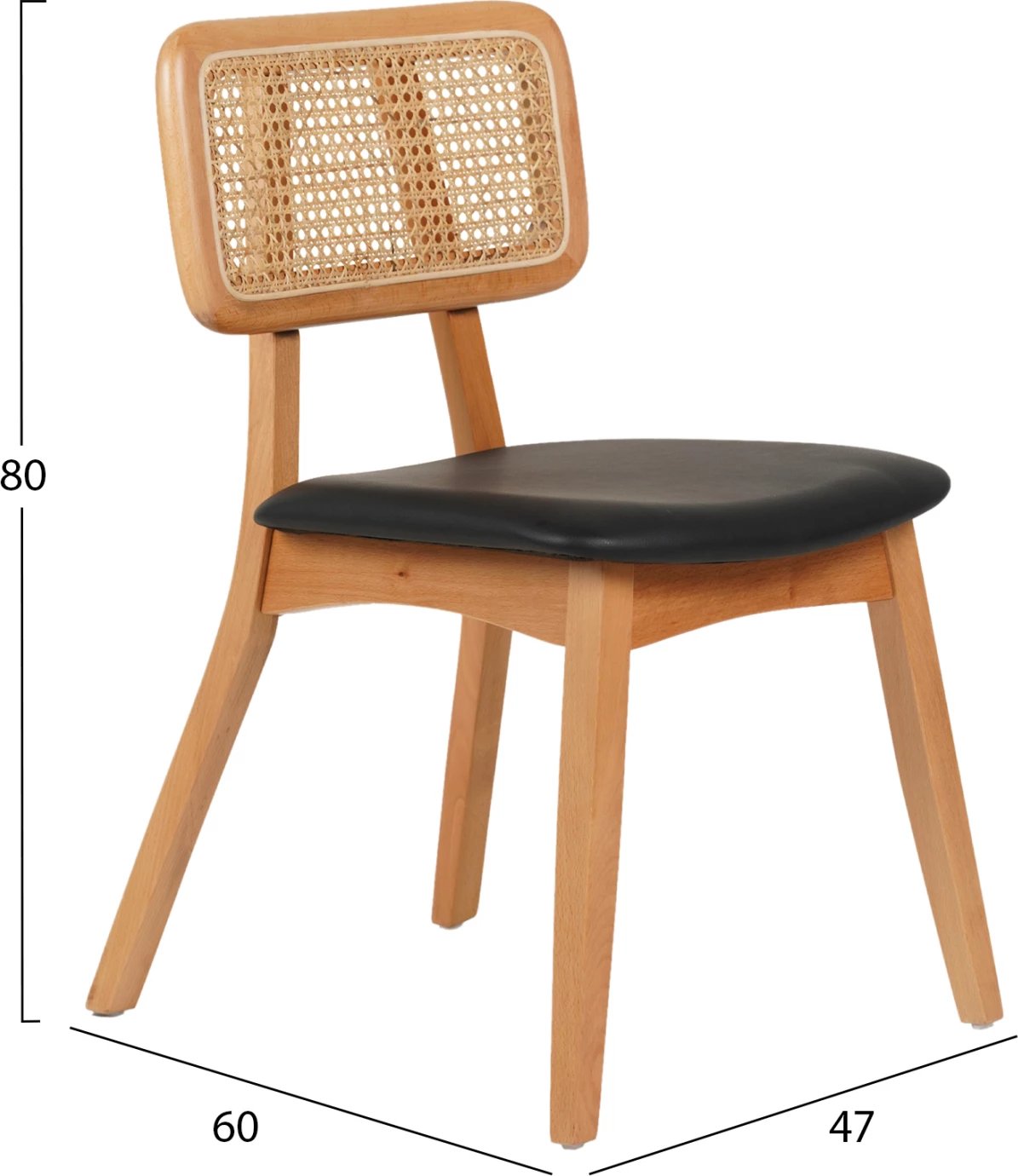 Karrige për ngrënie LUFFY FH9953.01 dru ahu ngjyrë lisi-zi PU 47x60x80Hcm