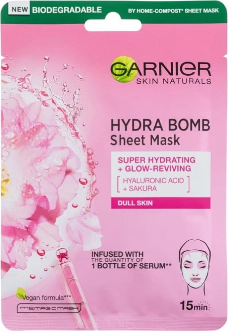 Maskë fytyre për femra Garnier Skin Naturals Hydra Bomb Sakura 1 copë
