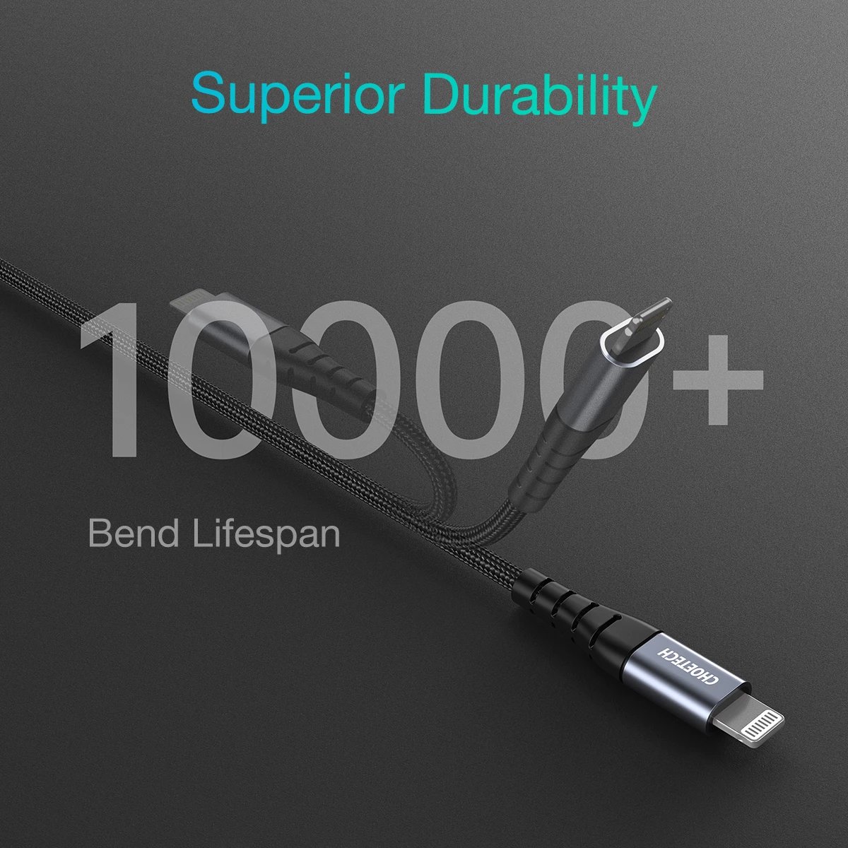 Kabllo Choetech IP0039 USB-C në Lightning, 1.2m, e zezë