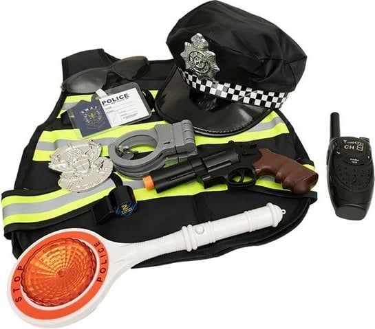 Set kostum polici për fëmijë ASKATO 127446 me aksesorë, i zi/gri/bardhë