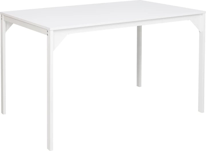 Tavolinë melamine e bardhë, këmbë metalike, 120x75x75cm
