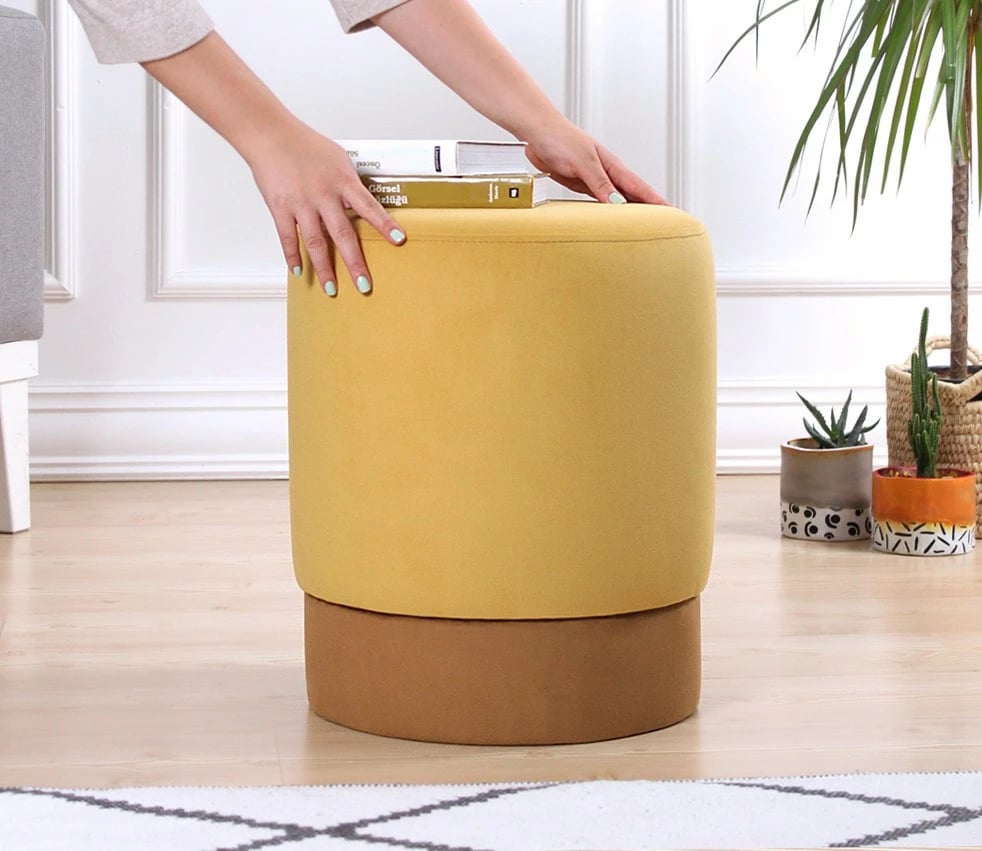 Puf Atelier del Sofa, kadife e verdhë, Ropp