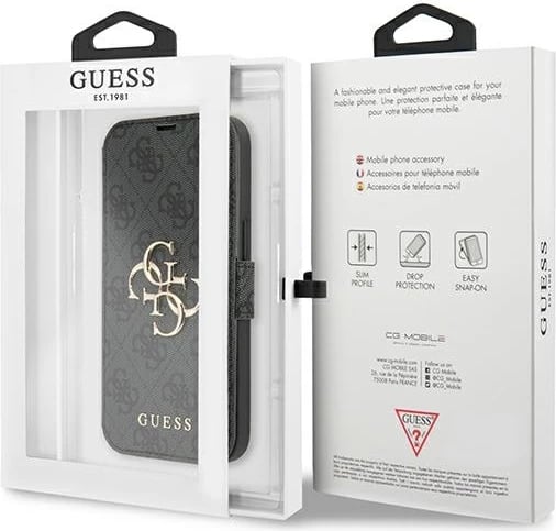 Mbështjellës Guess 4G Big Metal Logo për iPhone 13 Pro Max 6.7", Gri