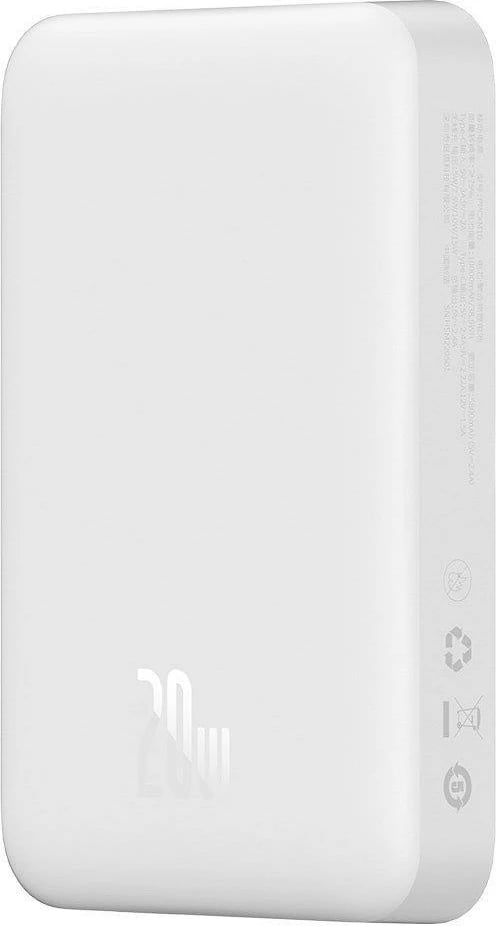 Powerbank Baseus Magnetic Mini 10000mAh, USB-C PD 20W / MagSafe 15W, i bardhë, me kabllo USB-C