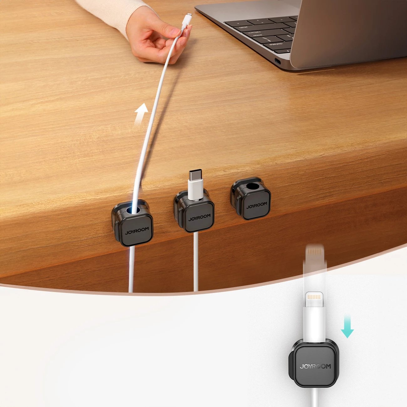 Organizues magnetik për kabllo Joyroom JR-ZS368, 6 copë, i zi
