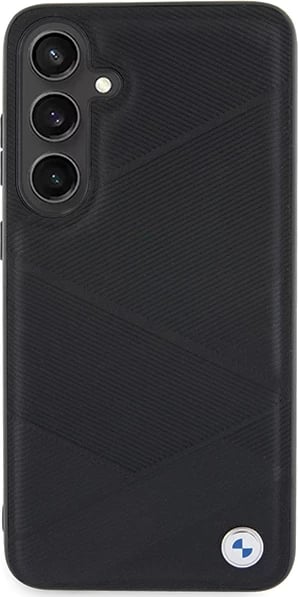 Mbështjellës BMW BMHCS24M23RCGPK Signature Leather Crossing Lines Pattern për Samsung Galaxy S24+ S926, i zi
